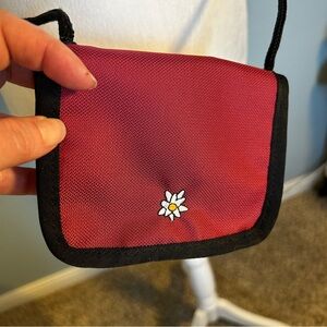 Sherpani Burgundy Crossbody Wallet-on-Chain with Daisy Accent